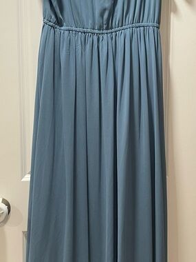 Lulu's Dusty Blue Elastic Waist Maxi Skirt